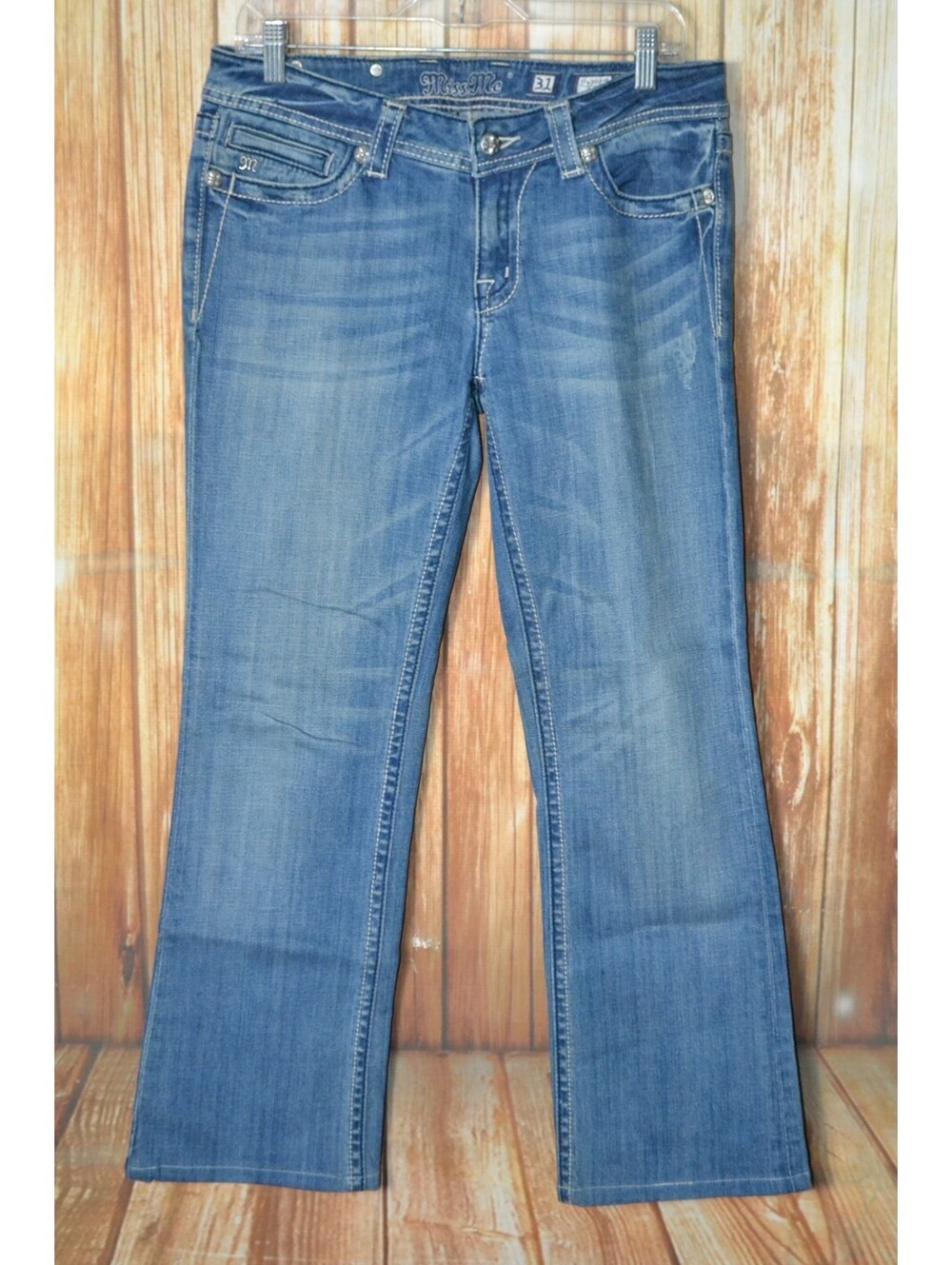 Miss Me Women Boot No Pocket Flap Blue Denim Jeans Sz 31x30 [COPY]